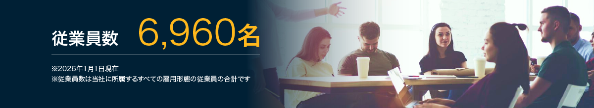 従業員数　6,960名　※2026年1月1日時点　※従業員数は当社に所属するすべての雇用形態の従業員の合計です