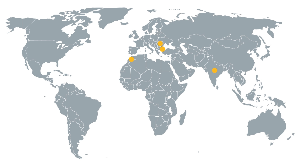 世界4カ国にあるGlobal Delivery Centerの地図