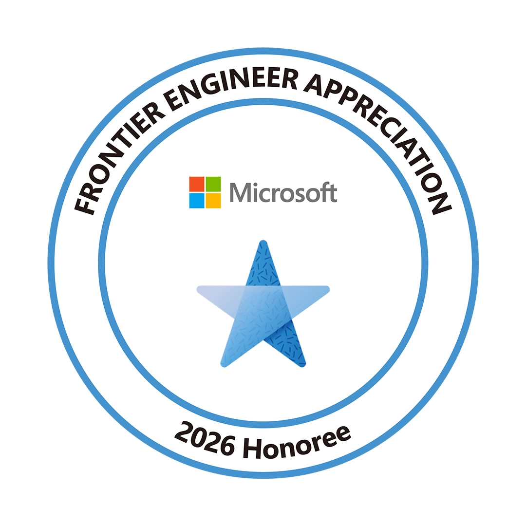 Microsoft Frontier Engineer Appreciation 2026 Honoreeの表彰バッジ