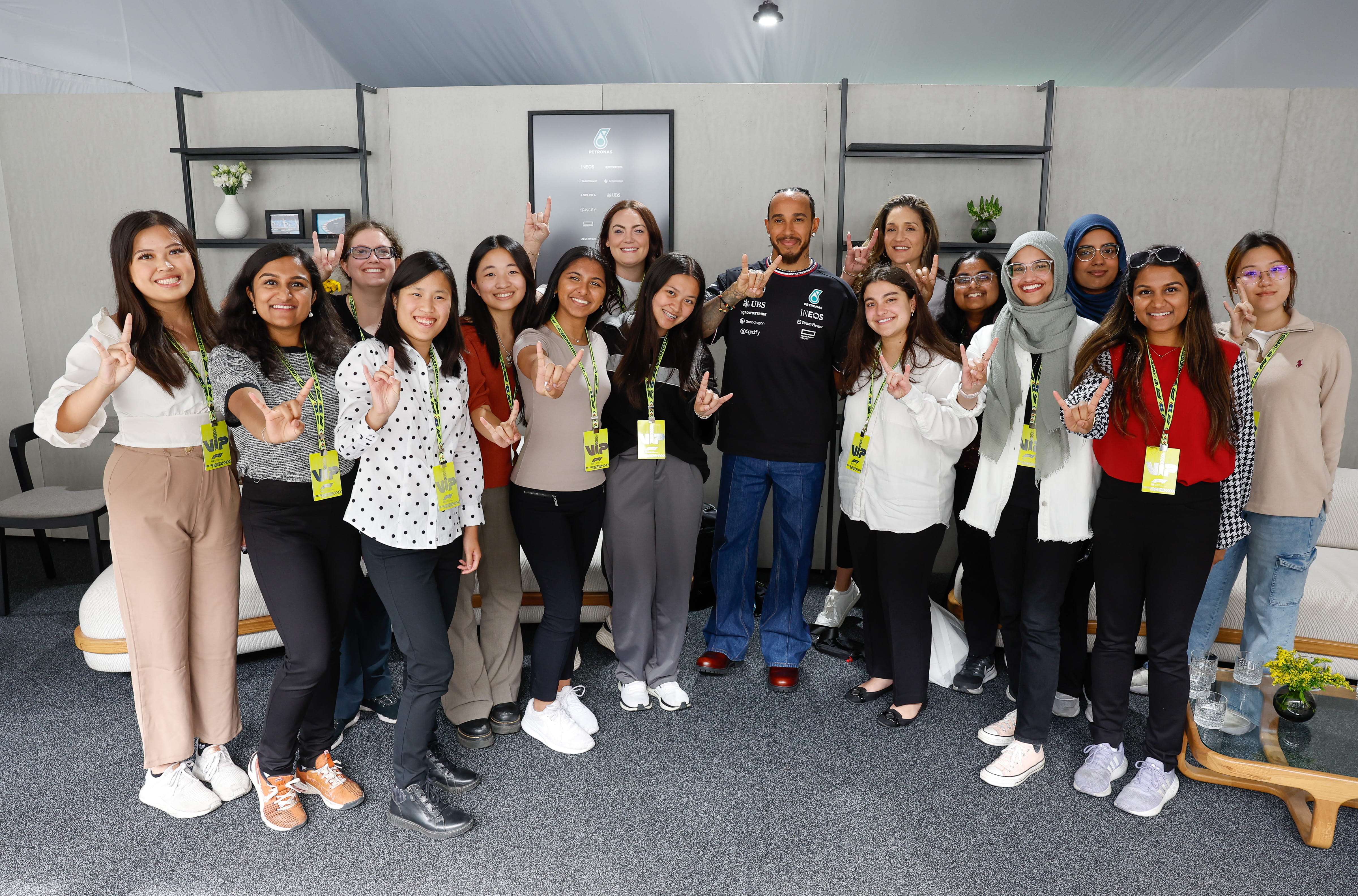 Lewis with girls