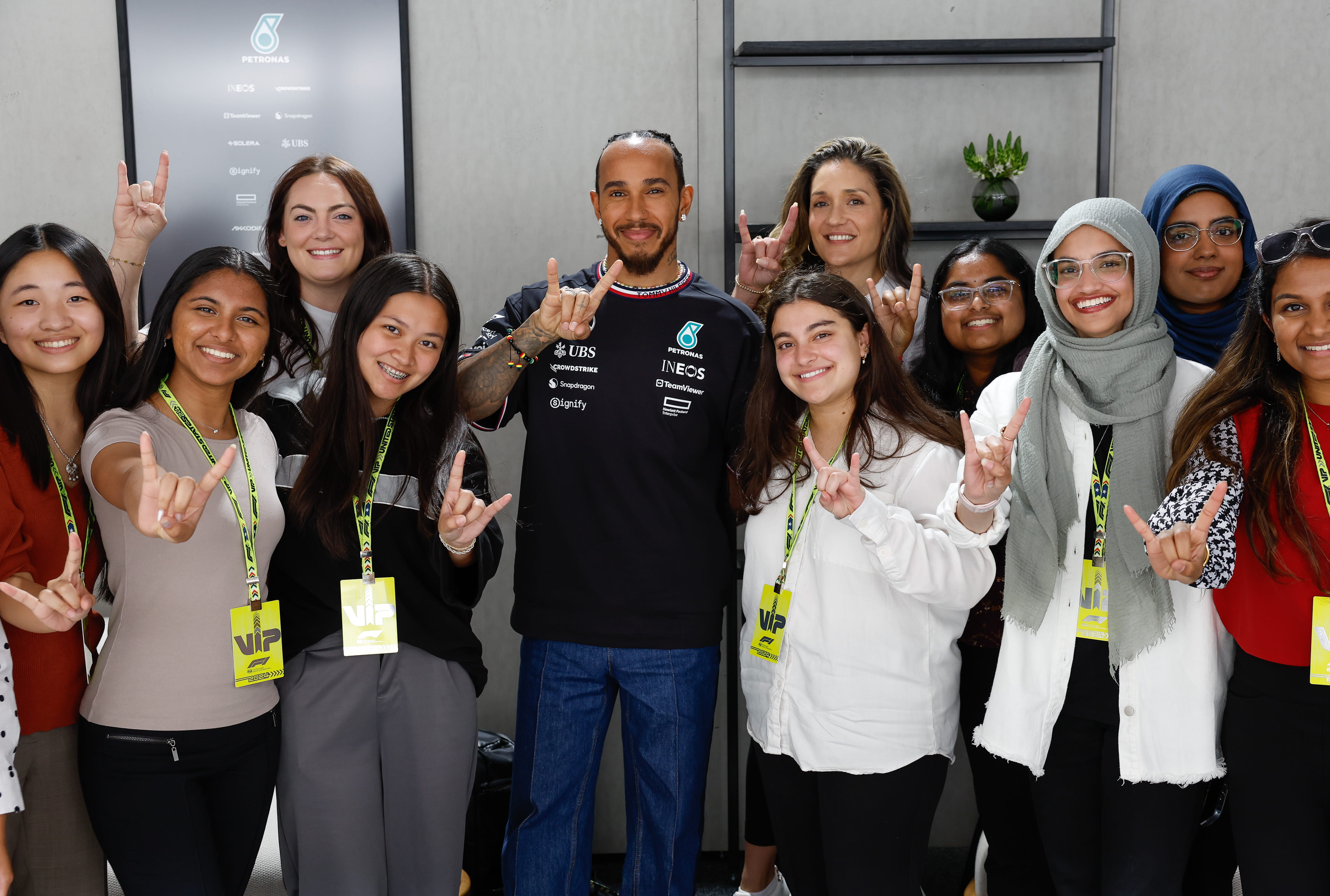Lewis with girls