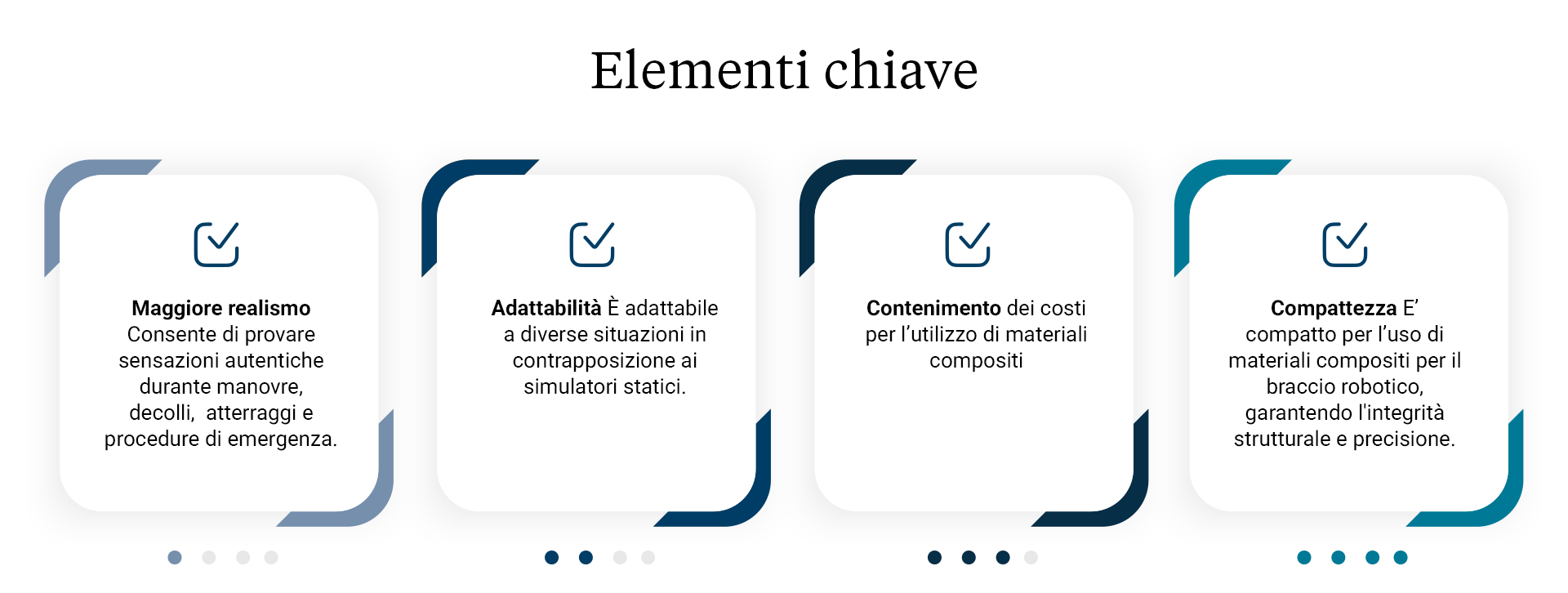 Elementi chiave dei progetto ISCRA: Maggiore realismo, Adattabilità, Contenimento dei costi, 
Compattezza.