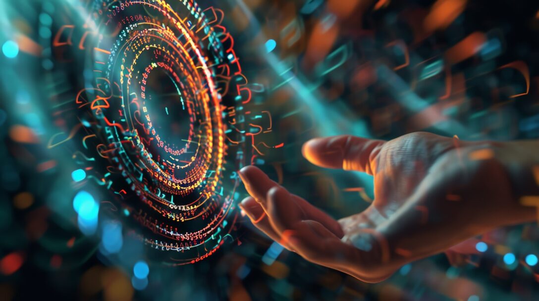 Modern abstract 3D with human hand