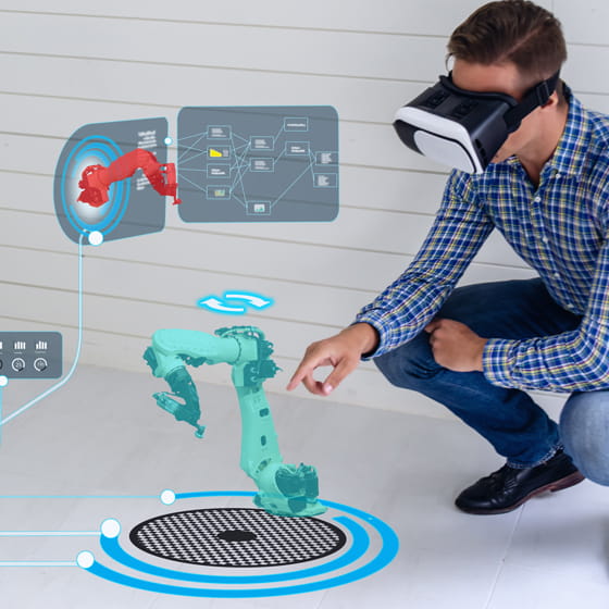 man trying VR